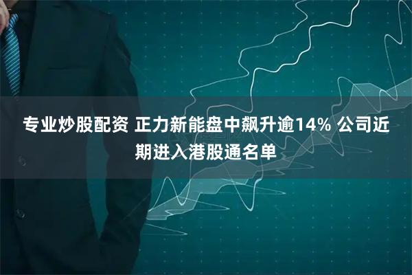 专业炒股配资 正力新能盘中飙升逾14% 公司近期进入港股通名单