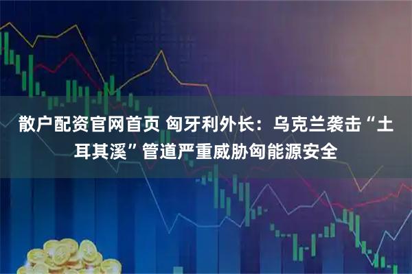 散户配资官网首页 匈牙利外长：乌克兰袭击“土耳其溪”管道严重威胁匈能源安全