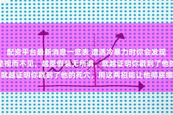配资平台最新消息一览表 遭遇冷暴力时你会发现：他越是装聋作哑，越是视而不见，越是假装无所谓，就越证明你戳到了他的死穴，用这两招能让他彻底绷不住
